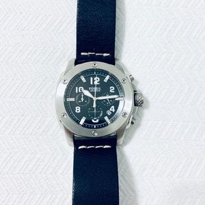 Modern Machine Chronograph Black Leather Watch